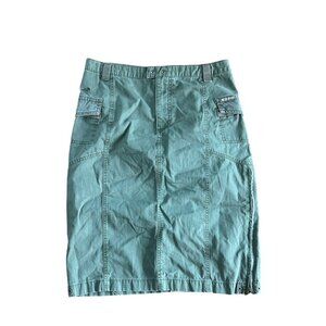 Columbia 100% Cotton Green Cargo Knee Length Lightweight Skirt Pockets Sz 8